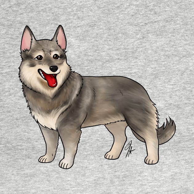 Dog - Swedish Valhund - Tailed Gray by Jen's Dogs Custom Gifts and Designs